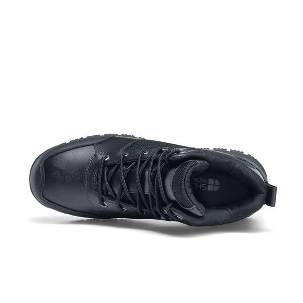 black leather slip resistant work shoes