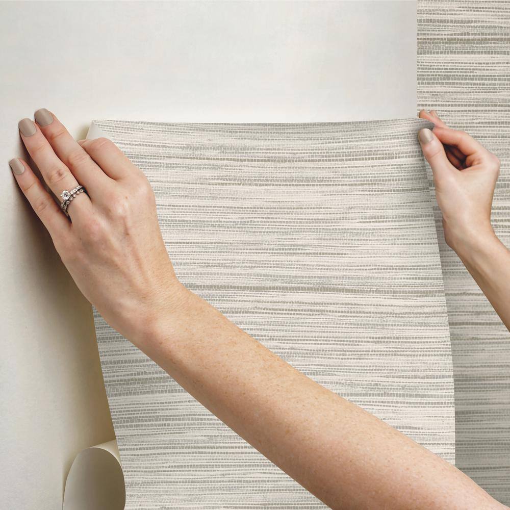 Off-White Grasscloth Peel and Stick Wallpaper