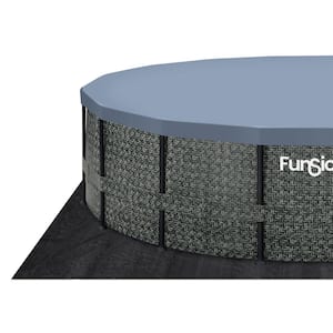 16 ft. Round 48 in. Deep Metal Frame Above Ground Pool, Dark Herringbone