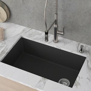 Forteza Undermount Granite 32 in. Single Bowl Kitchen Sink in Black