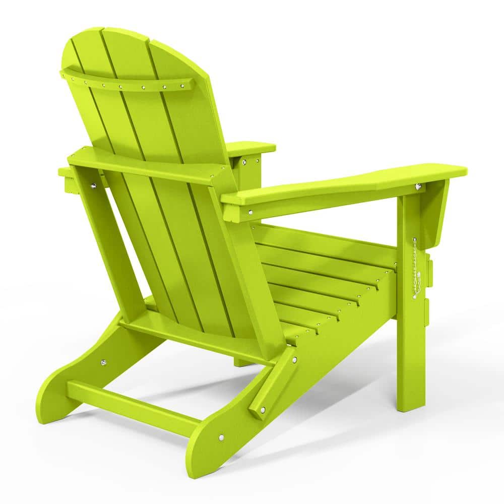 Lime Green Poly Folding Outdoor Adirondack Chairs, Set of 2