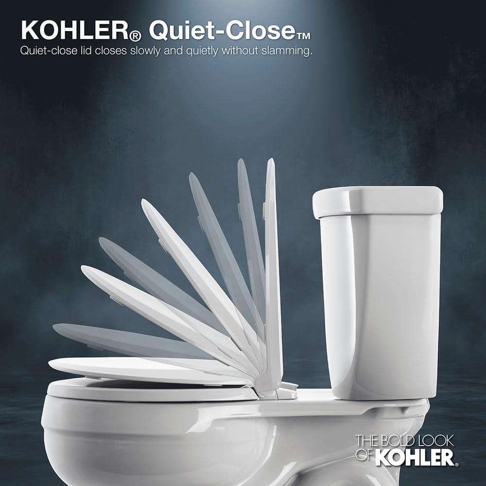 KOHLER Cachet QuietClose Round Front ClosedFront Toilet Seat with GripTight Bumpers in