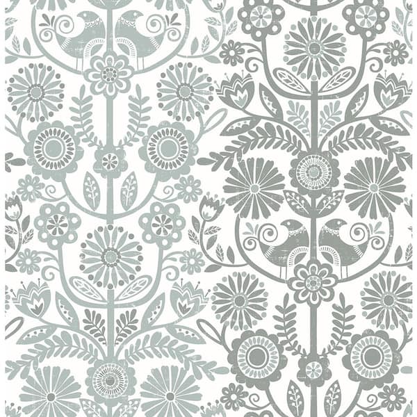 A-Street Prints Lovebirds Slate Folk Stripe Paper Strippable Roll (Covers 56.4 sq. ft.)