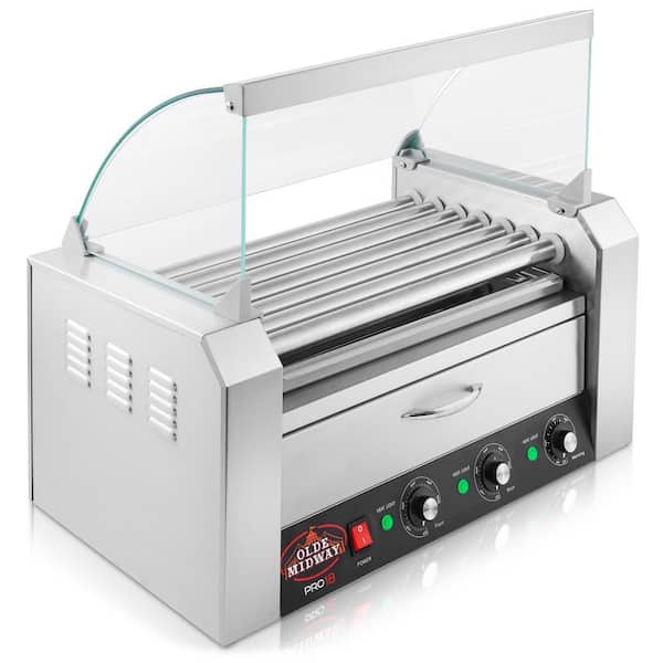 Olde Midway 18 Hot Dog Silver Stainless Steel Electric 5 Roller
