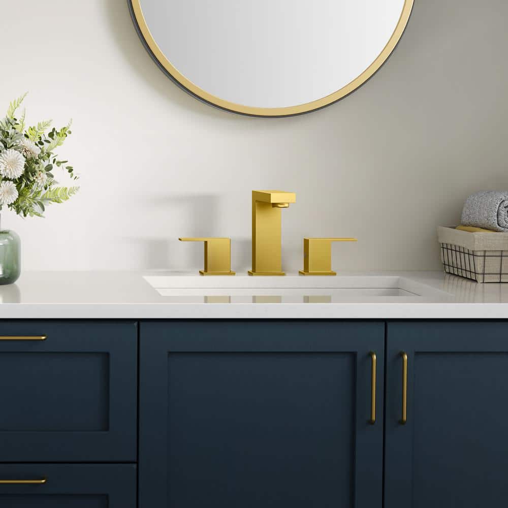 Brushed Gold Stainless Steel Double Handle Bathroom Faucet