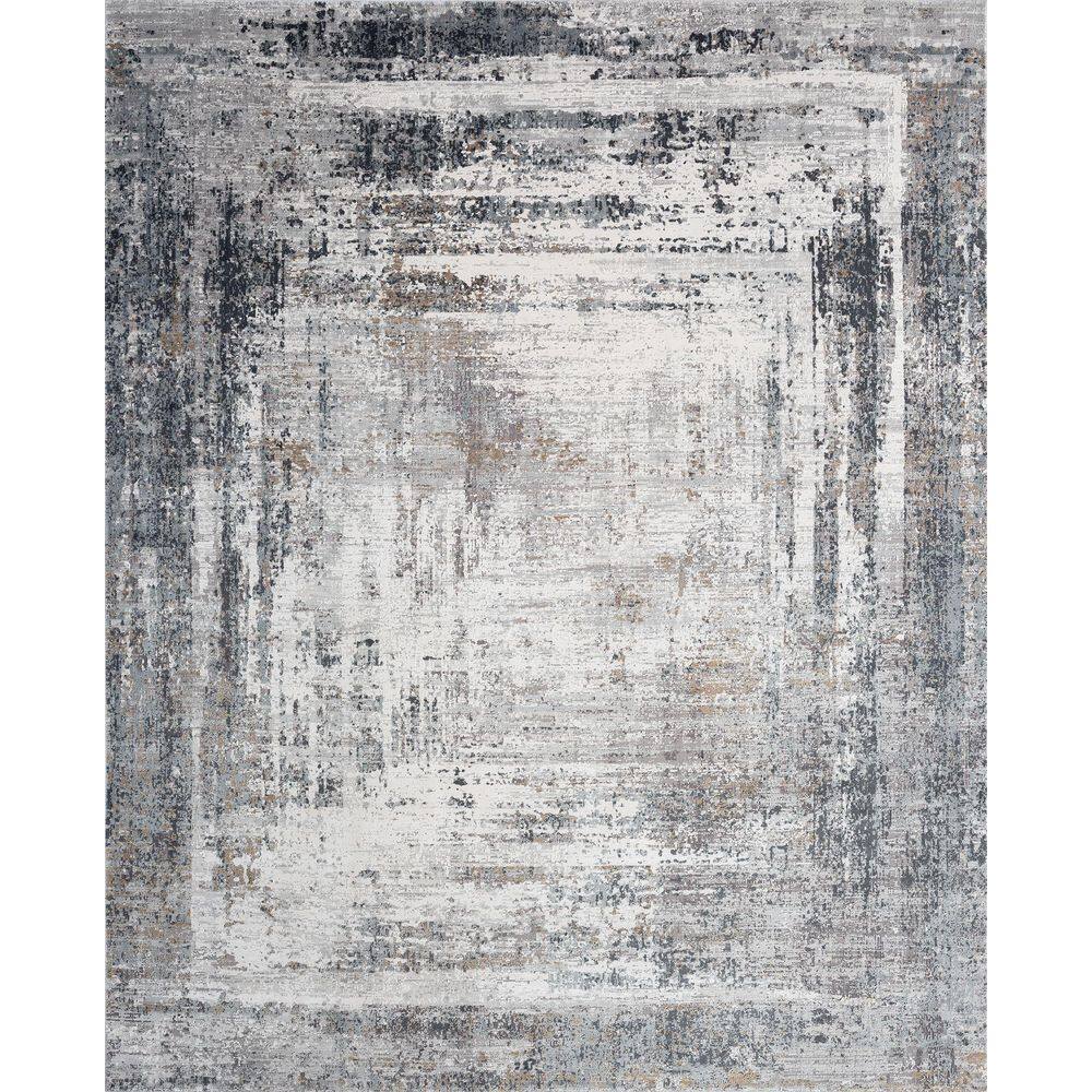 KALATY Kingsley 9 ft. x 12 ft. Grey Tones Abstract Washable Area Rug KL ...