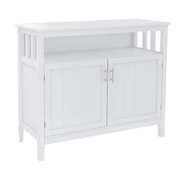 39.96 in. W x 15.75 in. D x 34.25 in. H in White MDF Ready to Assenmble Floor Kitchen Cabinet storage sideboard