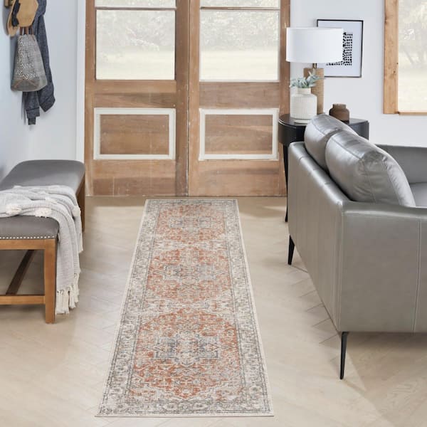 Astra Machine Washable Gold Multicolor 2 ft. x 10 ft. Distressed Traditional Runner Area Rug