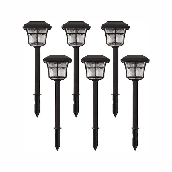 Hampton Bay Solar Powered Dark Bronze Outdoor Integrated LED 3000K Warm   Dark Bronze Hampton Bay Pathway Lights 84101 64 600 