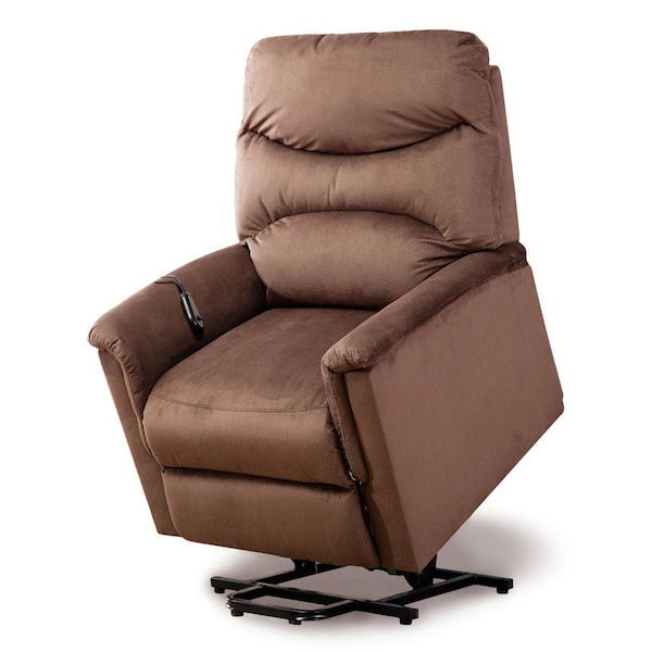 GOOD & GRACIOUS Light Brown Powel Lift Recliner Chair with Remote
