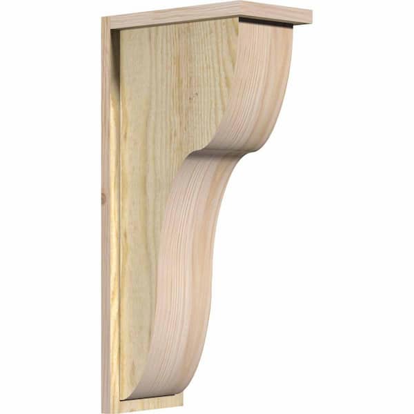 Ekena Millwork 8 in. x 14 in. x 30 in. Douglas Fir Carmel Rough Sawn Corbel with Backplate