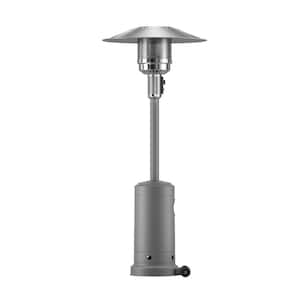 47000 BTU Stainless Steel Freestanding Outdoor Gas Propane Patio Heater with Wheels in Silver