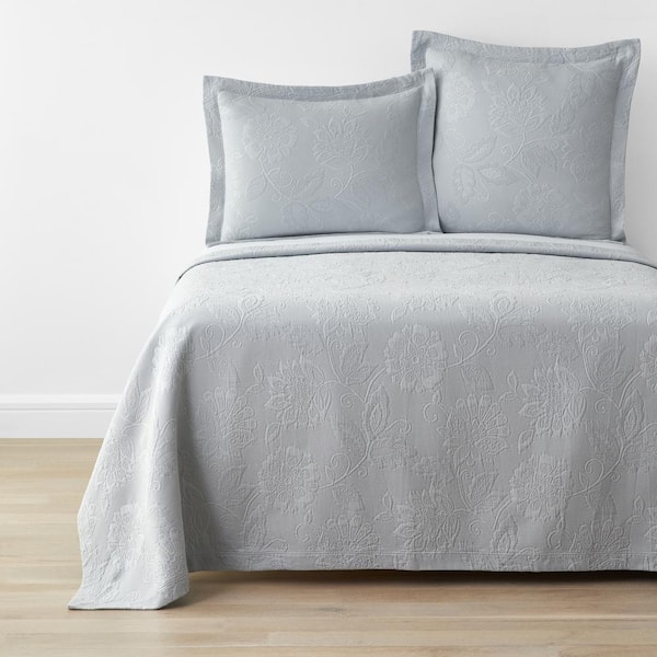 The Company Store Putnam Matelasse Sterling Gray Cotton Twin Bedspread