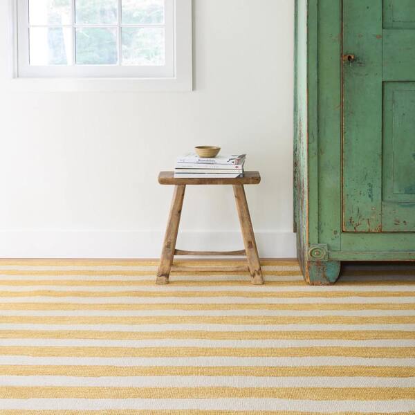 Silas Stripe Hand Micro Hooked Wool Gold 5 ft. x 8 ft. Indoor Area Rug