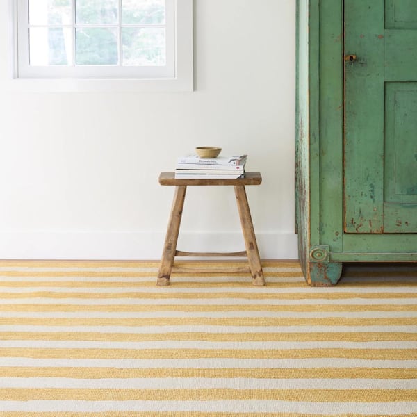 Silas Stripe Hand Micro Hooked Wool Gold 8 ft. x 10 ft. Indoor Area Rug