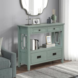 36 in. Green Rectangle Wood Console Table Sofa Side Table Cabinet with Drawer and Shelf for Entryway Kitchen Living Room