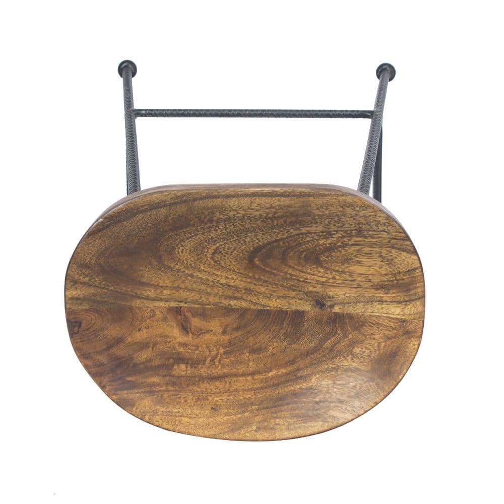 28" Industrial Saddle Seat Bar Stool in Black and Brown