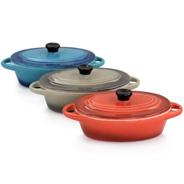 Crock-Pot Wexford 3-Piece 6.7 oz Stoneware Mini Oval Casserole Set in  Assorted Colors 985118096M - The Home Depot