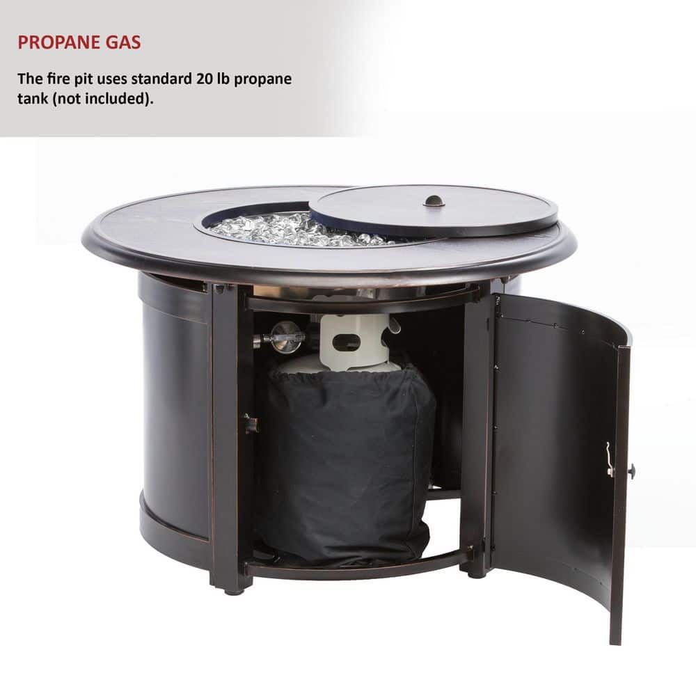 Manchester Black Aluminum Round Gas Fire Pit Table