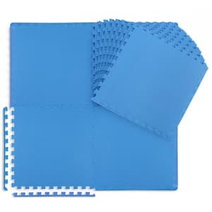 Blue 24 in. W x 24 in. L x 0.75 in. Thick EVA Foam Double-Sided T Pattern Gym Flooring Tiles (18 Tiles/Pack)(72 sq. ft.)