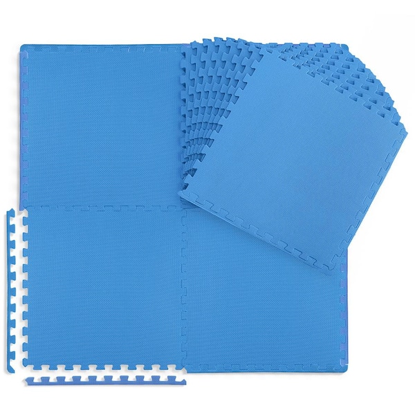 CAP Blue 24 in. W x 24 in. L x 0.75 in. Thick EVA Foam Double-Sided T Pattern Gym Flooring Tiles (18 Tiles/Pack)(72 sq. ft.)