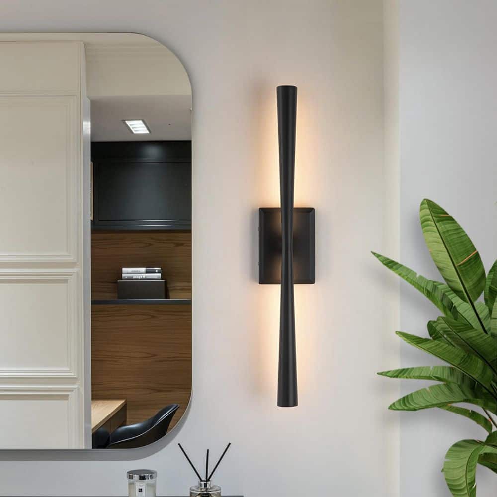 23.8 in. 2-Light Black Modern Integrated LED Vanity Light Bar Linear Dimmable Bathroom Mirror Lighting Fixture price history on PriceWatchPro