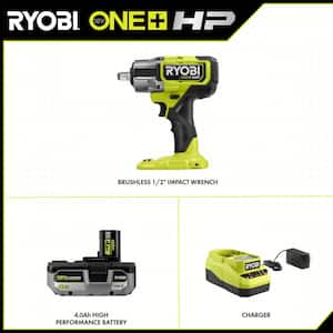 ONE+ HP 18V Brushless Cordless 4-Mode 1/2 in. Impact Wrench Kit w/ 4.0 Ah HIGH PERFORMANCE Lithium-Ion Battery & Charger