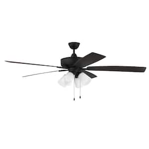 Super Pro-114 60 in. Indoor Dual Mount Espresso Ceiling Fan with 4-Light White Glass LED Light Kit