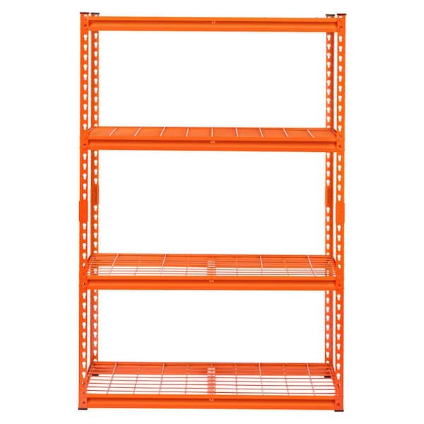 4-Tier Heavy Duty Storage Shelves, 2400 lbs., Adjustable Steel Garage Shelving 20 x 40 x 60 in. for Kitchen, Orange