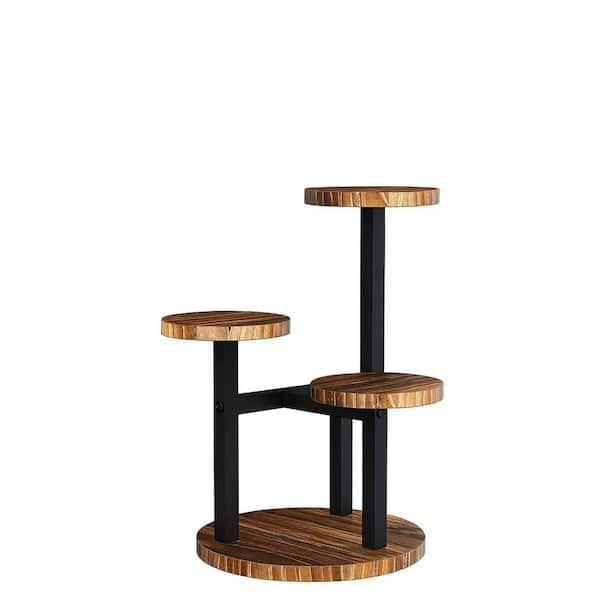 3 Tier Metal and Wood Plant Stand Indoor Outdoor Flower Pot Holder