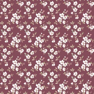 Secret Garden Cranberry and Cream Delicate Flower Trail Non-Woven Non-Pasted Wallpaper Roll (Covers 57.75 sq.ft.)