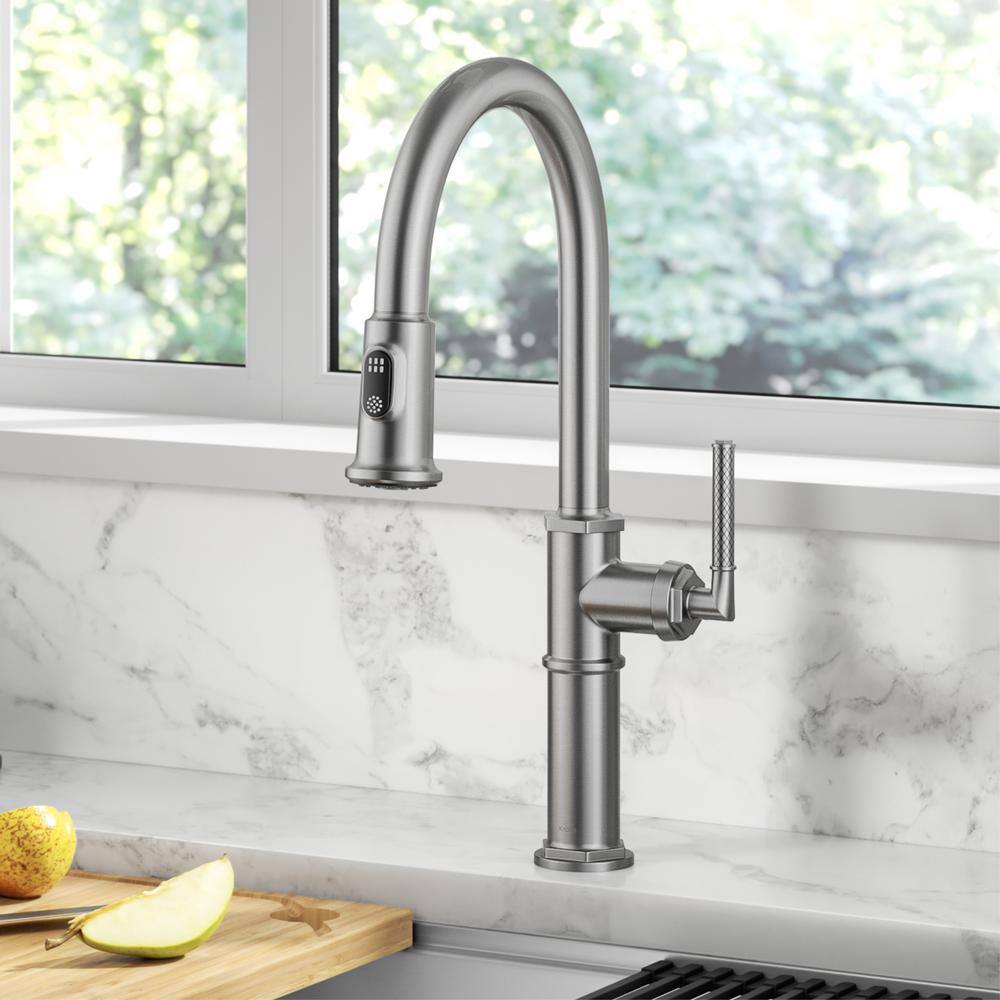 Spot-Free Stainless Steel Pull-Down Single Handle Kitchen Faucet