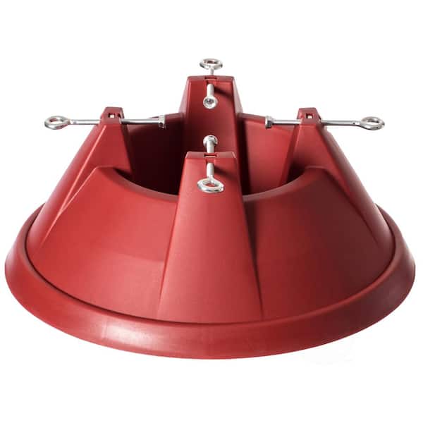 Gardenised Red Plastic Christmas Tree Stand With Screw Fastener