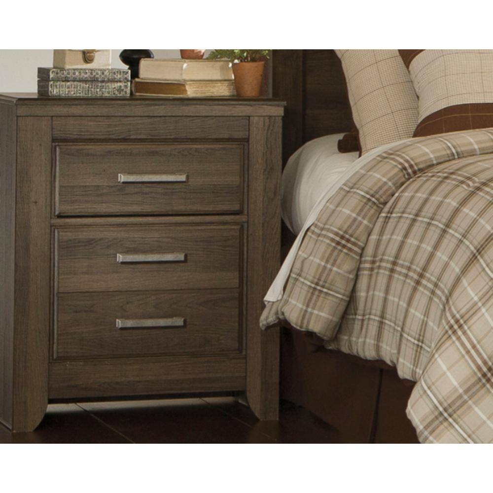 Juararo Dark Brown 3-Drawer Transitional Nightstand