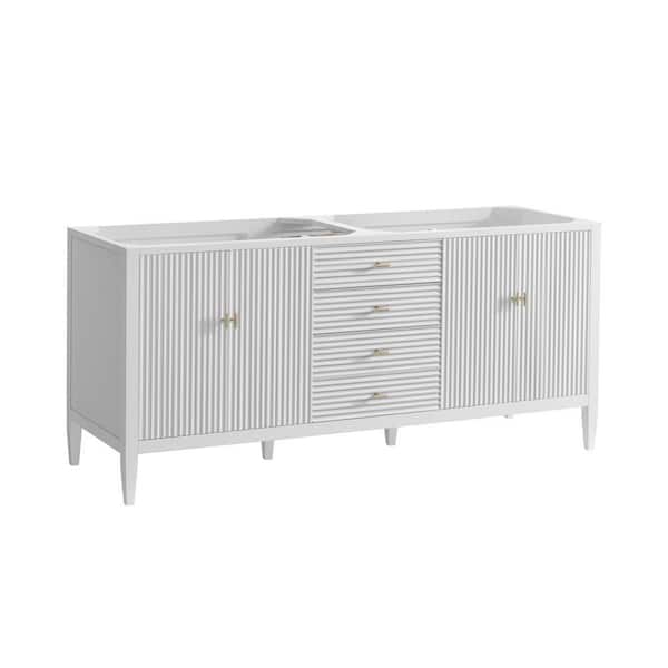 James Martin Vanities Myrrin 71.88 in. W x 23.5 in. D x 32.88 in. H Single Bath Vanity Cabinet without Top in Bright White