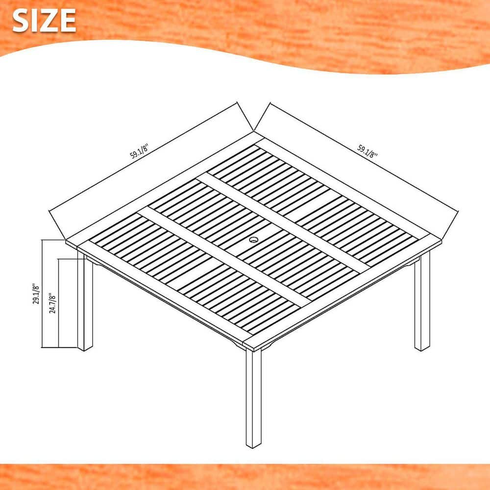 Livorno Eucalyptus 9-Piece Square Outdoor Dining Set for 8