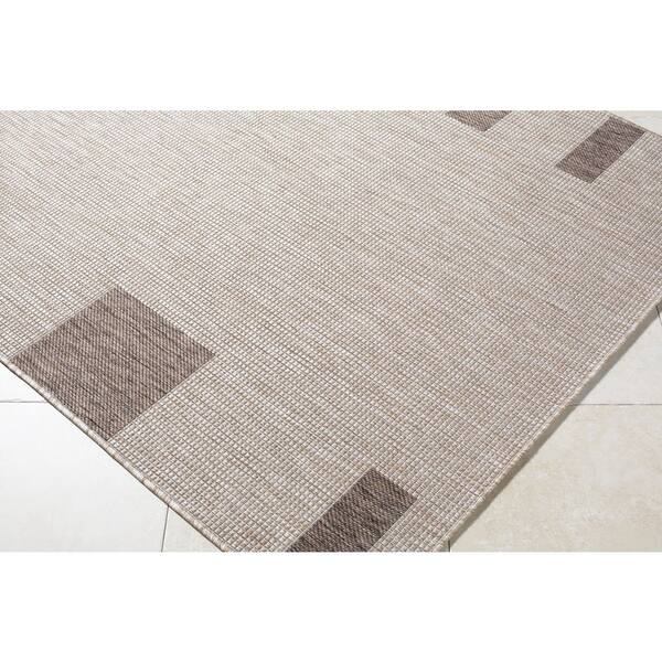 Galey Alix Boxwood 2 ft. x 2 ft. 11 in. Indoor/Outdoor, Tan/Brown Area Rug