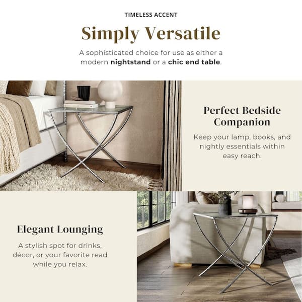 Furniture of America Zayen 24 in. Modern Gold Hammered Stainless
