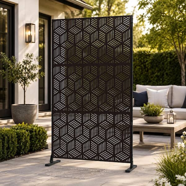 KOZYARD Powder Coated Galvanized Steel Privacy Screen 74 in. H x