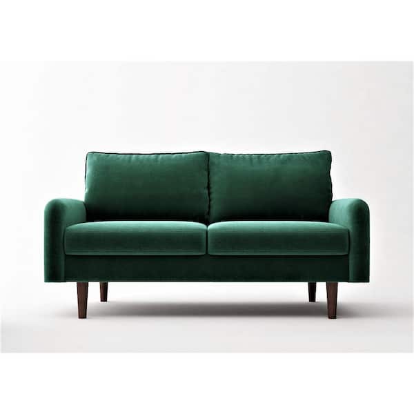 US Pride Furniture Vivo 57.8 in. Green Velvet 2-Seater Loveseat with Removable Cushions