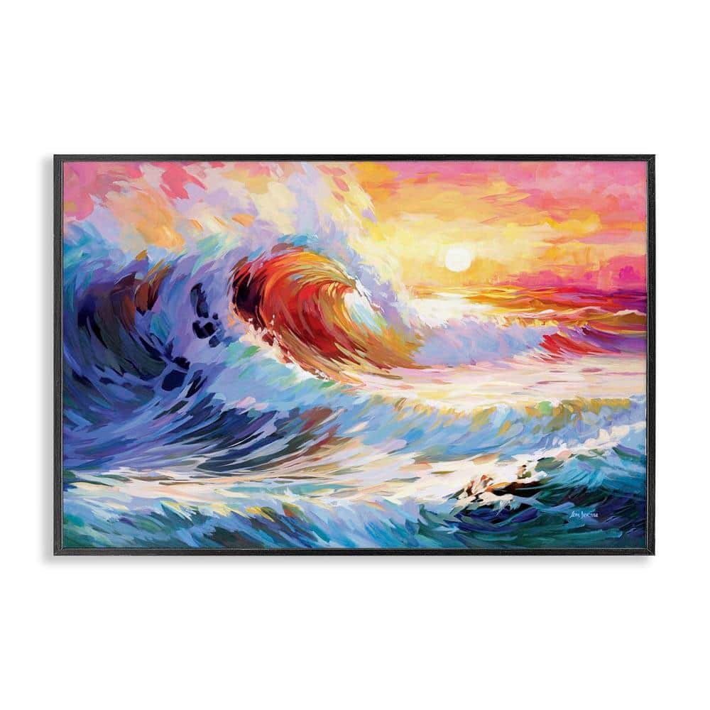 Stupell Industries Sunrise over Ocean Wave by Leon Devenice Black ...