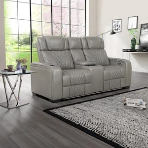 Lazzara Edelia 64 in. W Latte Leather 2-Seater Power Double