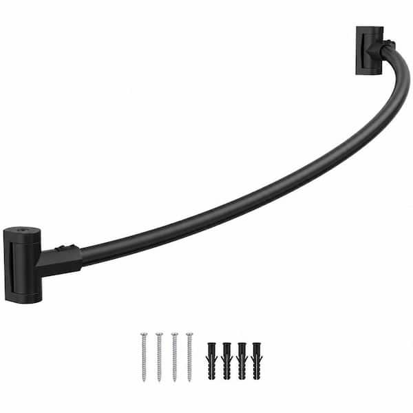 Matte Black Aluminum 38 in. - 72 in. Curved Shower Curtain Rod for Bathroom, Adjustable Length for Large Shower Space