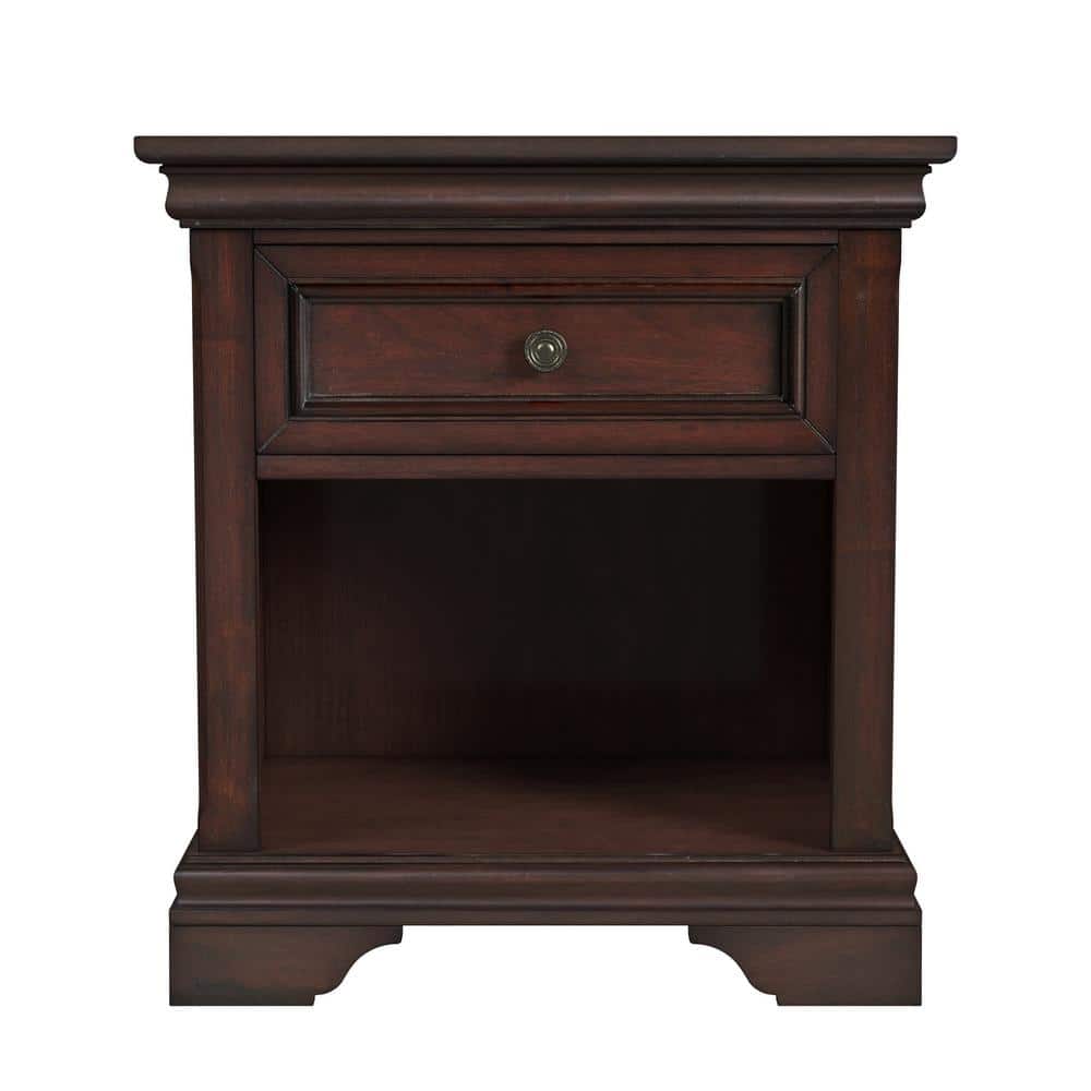 HOMESTYLES Lafayette 1 Drawer 22in. x 16 in. x 24 in. Cherry Night Stand, Brown -  5537-42