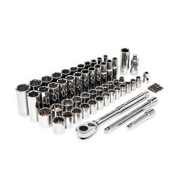 3/8 in. Drive 6 and 12-Point Standard and Deep SAE/Metric Mechanics Tool Set with Case (57-Piece)