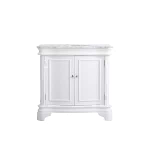 Simply Living 36 in. W x 21.5 in. D x 35 in. H Bath Vanity in White with Cararra White Marble Top