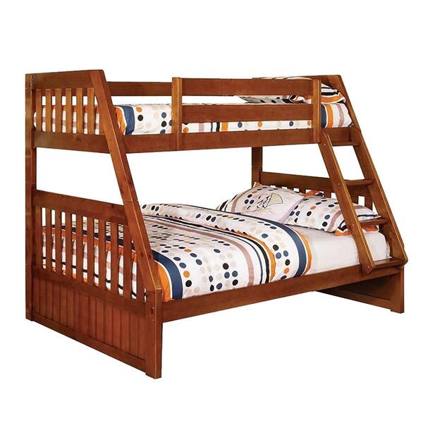 William's Home Furnishing Canberra Twin/Full Bunk Bed in Oak