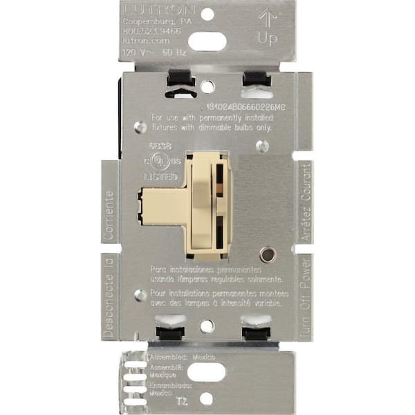 Lutron Toggler Dimmer Switch with Night Light for Incandescent Bulbs, 600-Watt/3-Way, Ivory (AY-603PNL-IV)