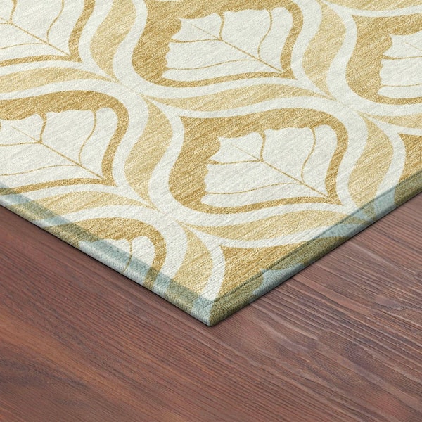 Chantille Machine Washable Indoor/Outdoor Abstract ACN2379 Gold 2 ft. x 3 ft. Accent Rug