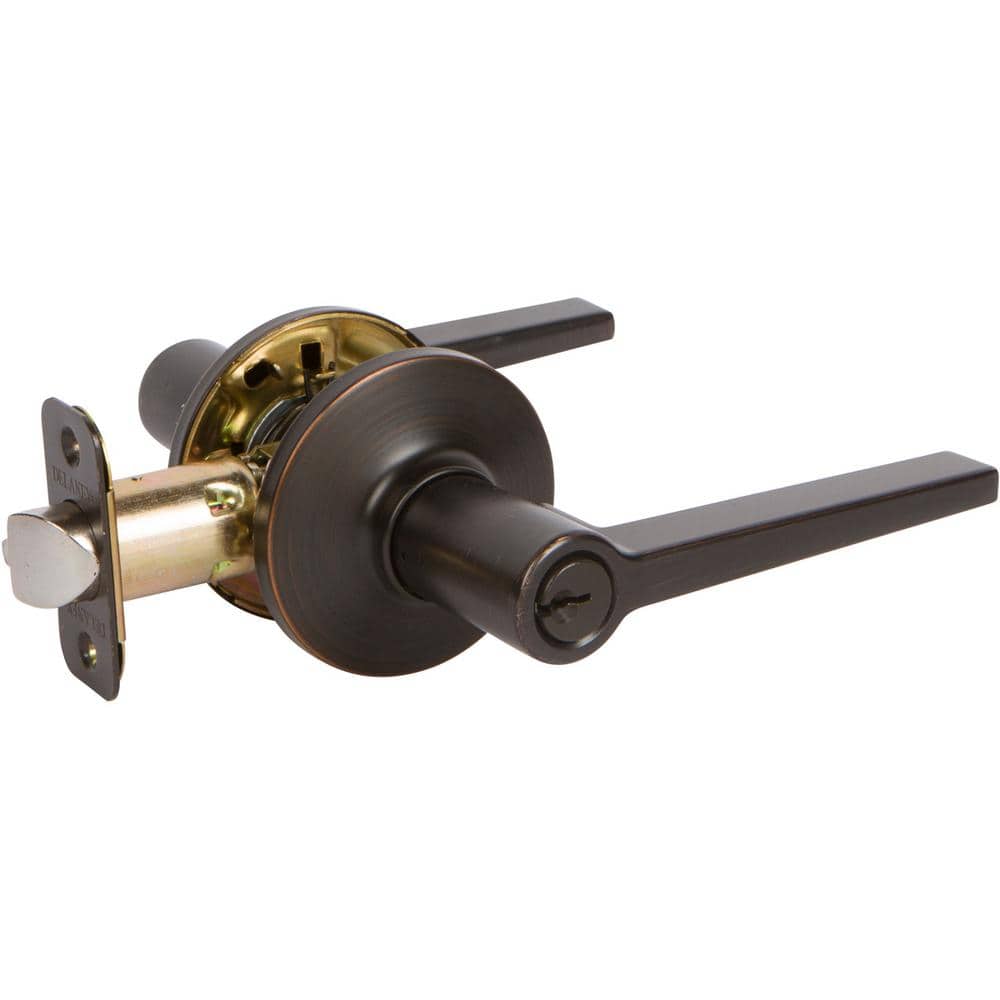 Tuscany Bronze Keyed Entry Door Lever with Straight Handle